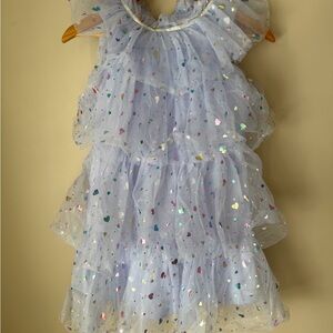 Lola + The Boys Lavender Tiered Tulle Dress Iridescent Hearts size 12